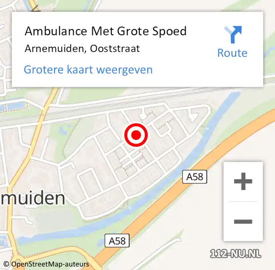 Locatie op kaart van de 112 melding: Ambulance Met Grote Spoed Naar Arnemuiden, Ooststraat op 9 oktober 2018 00:10