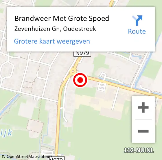 Locatie op kaart van de 112 melding: Brandweer Met Grote Spoed Naar Zevenhuizen Gn, Oudestreek op 11 maart 2014 10:37