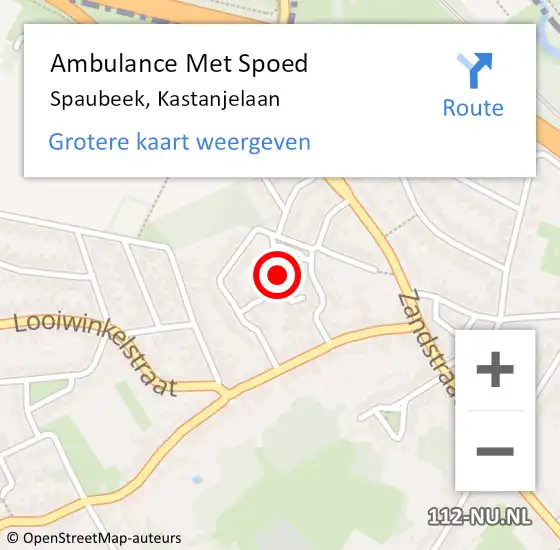 Locatie op kaart van de 112 melding: Ambulance Met Spoed Naar Spaubeek, Kastanjelaan op 11 maart 2014 10:37