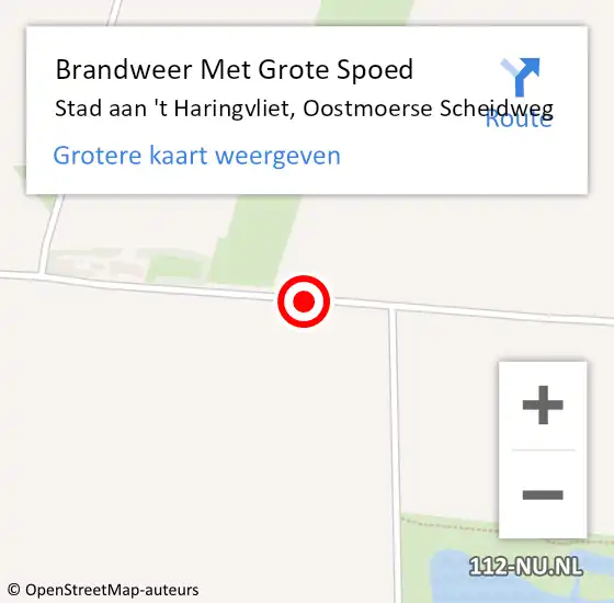 Locatie op kaart van de 112 melding: Brandweer Met Grote Spoed Naar Stad aan 't Haringvliet, Oostmoerse Scheidweg op 9 oktober 2018 05:25