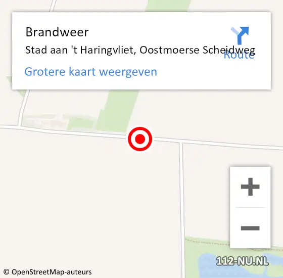 Locatie op kaart van de 112 melding: Brandweer Stad aan 't Haringvliet, Oostmoerse Scheidweg op 9 oktober 2018 05:26