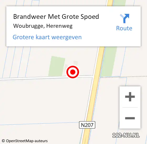 Locatie op kaart van de 112 melding: Brandweer Met Grote Spoed Naar Woubrugge, Herenweg op 11 maart 2014 10:53