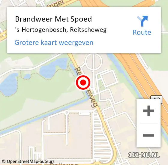 Locatie op kaart van de 112 melding: Brandweer Met Spoed Naar 's-Hertogenbosch, Reitscheweg op 9 oktober 2018 08:51