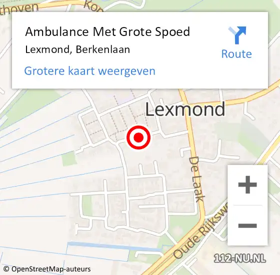 Locatie op kaart van de 112 melding: Ambulance Met Grote Spoed Naar Lexmond, Berkenlaan op 9 oktober 2018 08:57