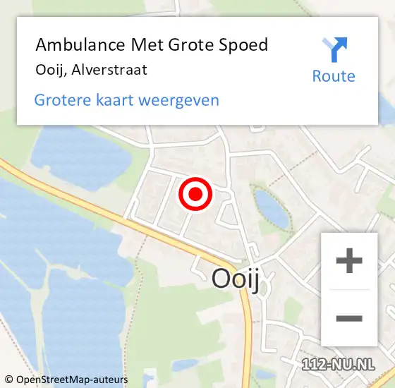 Locatie op kaart van de 112 melding: Ambulance Met Grote Spoed Naar Ooij, Alverstraat op 9 oktober 2018 10:40