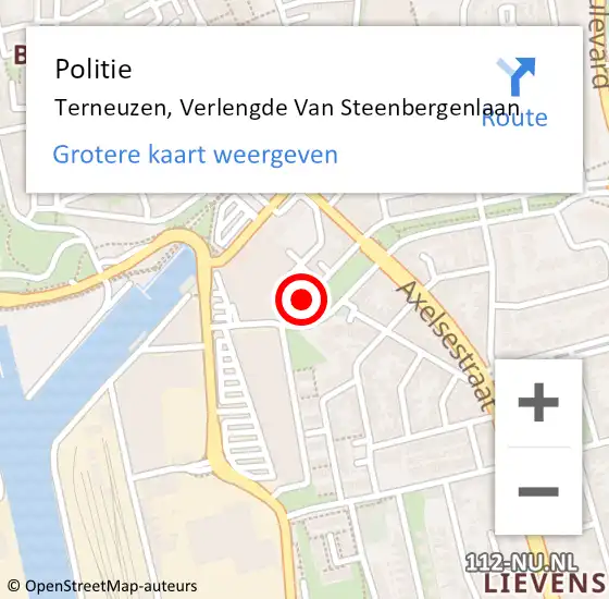 Locatie op kaart van de 112 melding: Politie Terneuzen, Verlengde Van Steenbergenlaan op 9 oktober 2018 11:02