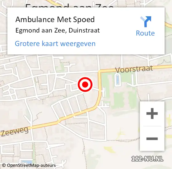 Locatie op kaart van de 112 melding: Ambulance Met Spoed Naar Egmond aan Zee, Duinstraat op 9 oktober 2018 12:18