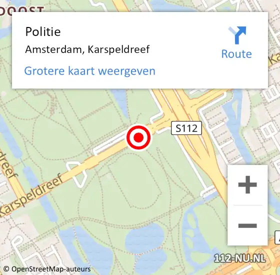 Locatie op kaart van de 112 melding: Politie Amsterdam, Karspeldreef op 9 oktober 2018 13:28