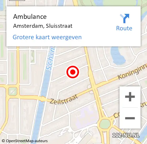 Locatie op kaart van de 112 melding: Ambulance Amsterdam, Sluisstraat op 9 oktober 2018 13:49