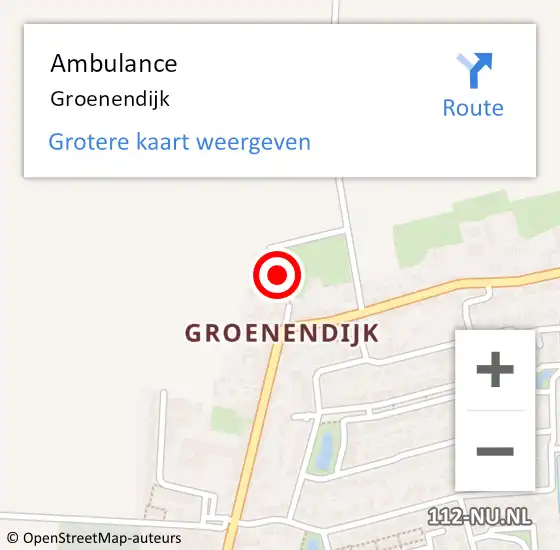 Locatie op kaart van de 112 melding: Ambulance Groenendijk op 9 oktober 2018 14:10