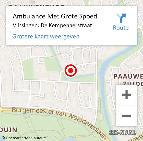 Locatie op kaart van de 112 melding: Ambulance Met Grote Spoed Naar Vlissingen, De Kempenaerstraat op 9 oktober 2018 15:30