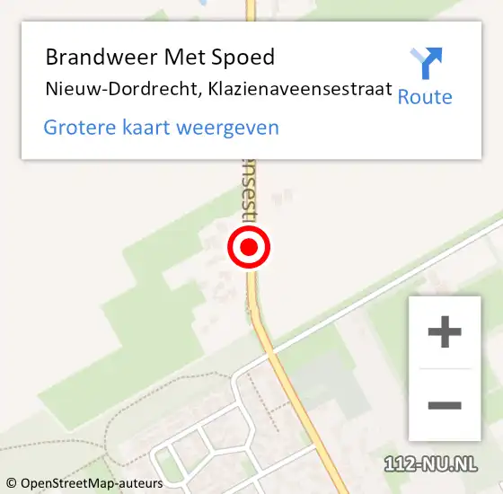 Locatie op kaart van de 112 melding: Brandweer Met Spoed Naar Nieuw-Dordrecht, Klazienaveensestraat op 9 oktober 2018 15:34