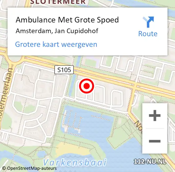 Locatie op kaart van de 112 melding: Ambulance Met Grote Spoed Naar Amsterdam, Jan Cupidohof op 9 oktober 2018 16:12