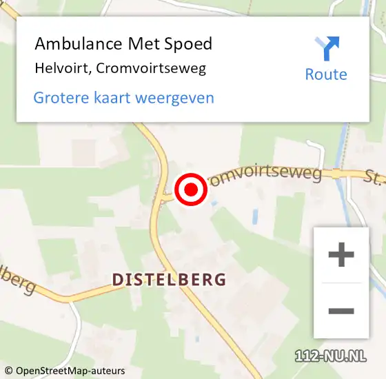 Locatie op kaart van de 112 melding: Ambulance Met Spoed Naar Helvoirt, Cromvoirtseweg op 9 oktober 2018 17:00