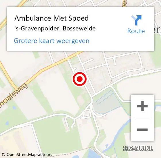 Locatie op kaart van de 112 melding: Ambulance Met Spoed Naar 's-Gravenpolder, Bosseweide op 9 oktober 2018 18:00