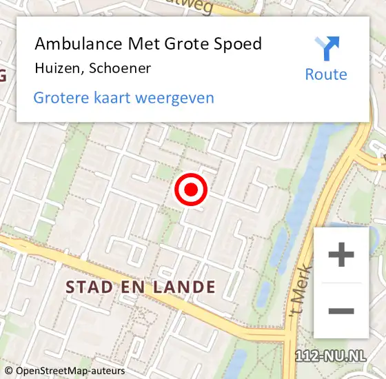 Locatie op kaart van de 112 melding: Ambulance Met Grote Spoed Naar Huizen, Schoener op 11 maart 2014 11:55