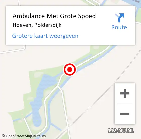 Locatie op kaart van de 112 melding: Ambulance Met Grote Spoed Naar Hoeven, Poldersdijk op 9 oktober 2018 18:48