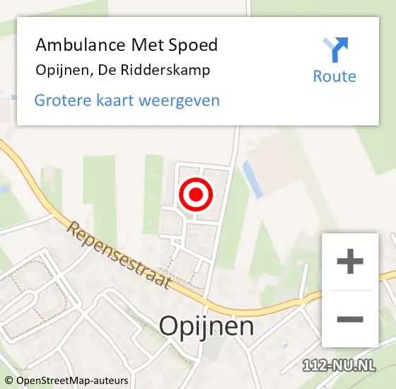 Locatie op kaart van de 112 melding: Ambulance Met Spoed Naar Opijnen, De Ridderskamp op 9 oktober 2018 19:26