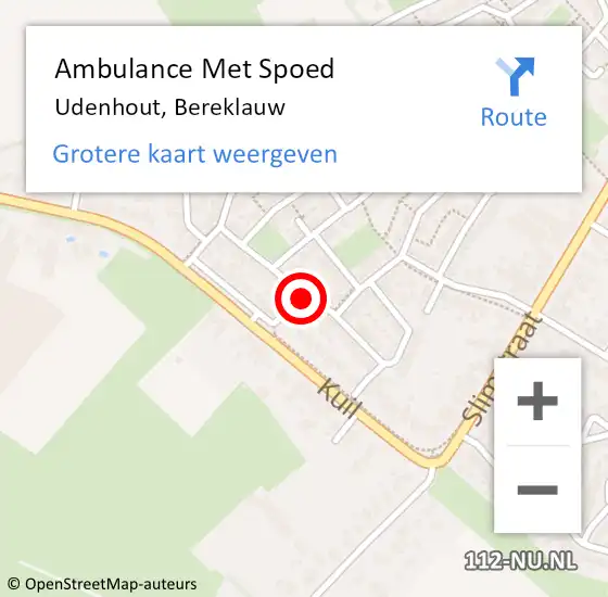 Locatie op kaart van de 112 melding: Ambulance Met Spoed Naar Udenhout, Bereklauw op 9 oktober 2018 20:22