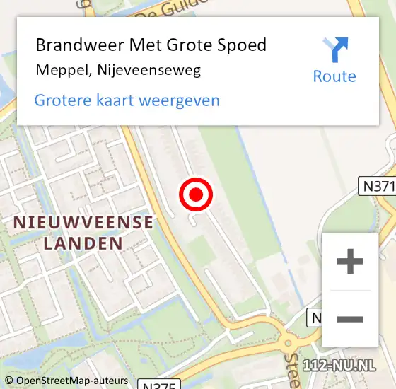 Locatie op kaart van de 112 melding: Brandweer Met Grote Spoed Naar Meppel, Nijeveenseweg op 9 oktober 2018 20:24