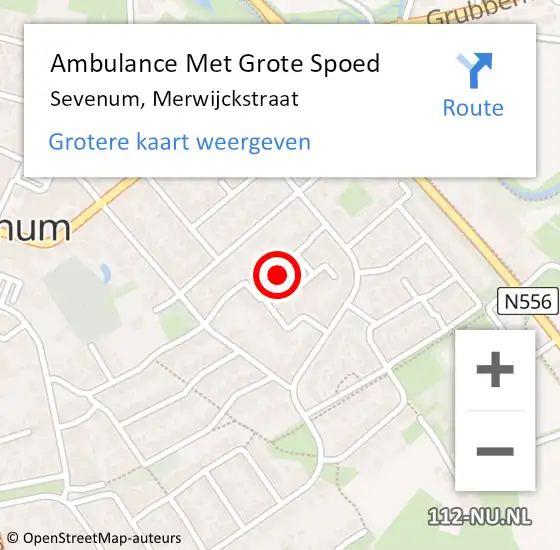 Locatie op kaart van de 112 melding: Ambulance Met Grote Spoed Naar Sevenum, Merwijckstraat op 11 maart 2014 12:05