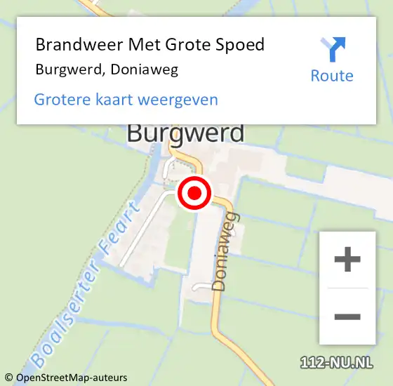 Locatie op kaart van de 112 melding: Brandweer Met Grote Spoed Naar Burgwerd, Doniaweg op 9 oktober 2018 21:10