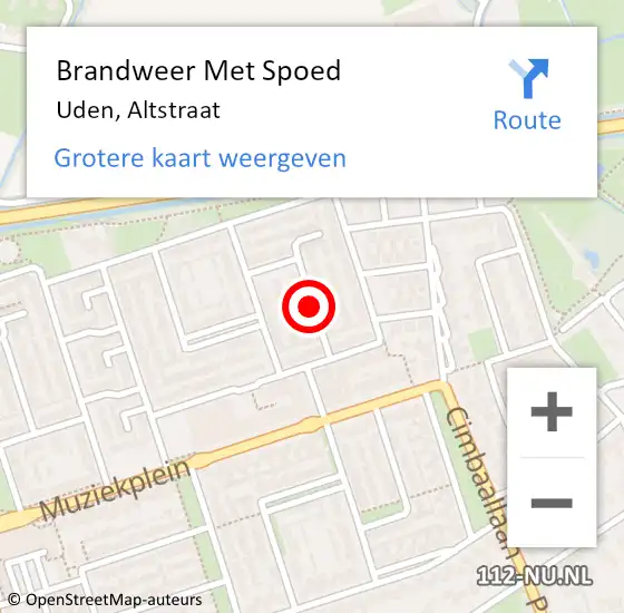 Locatie op kaart van de 112 melding: Brandweer Met Spoed Naar Uden, Altstraat op 9 oktober 2018 21:31