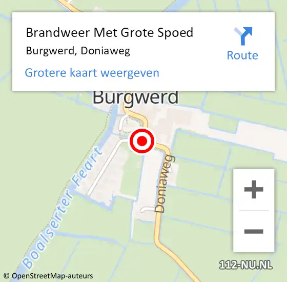 Locatie op kaart van de 112 melding: Brandweer Met Grote Spoed Naar Burgwerd, Doniaweg op 9 oktober 2018 21:54