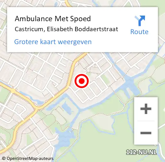 Locatie op kaart van de 112 melding: Ambulance Met Spoed Naar Castricum, Elisabeth Boddaertstraat op 10 oktober 2018 00:05