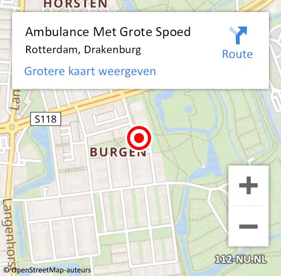 Locatie op kaart van de 112 melding: Ambulance Met Grote Spoed Naar Rotterdam, Drakenburg op 10 oktober 2018 01:13