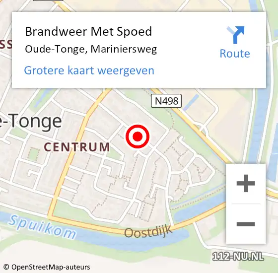 Locatie op kaart van de 112 melding: Brandweer Met Spoed Naar Oude-Tonge, Mariniersweg op 10 oktober 2018 01:16