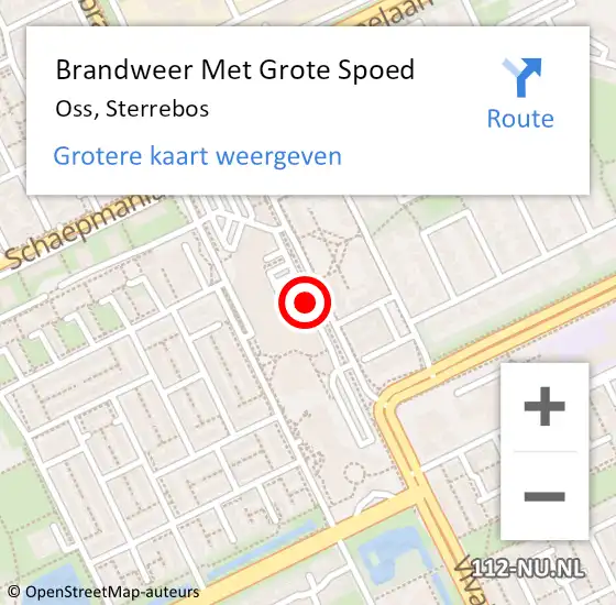 Locatie op kaart van de 112 melding: Brandweer Met Grote Spoed Naar Oss, Sterrebos op 10 oktober 2018 03:15