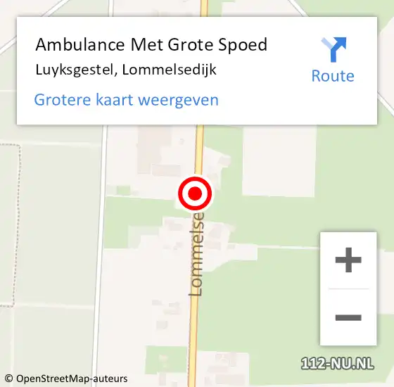 Locatie op kaart van de 112 melding: Ambulance Met Grote Spoed Naar Luyksgestel, Lommelsedijk op 10 oktober 2018 03:55