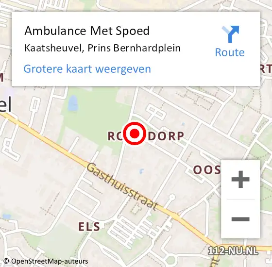 Locatie op kaart van de 112 melding: Ambulance Met Spoed Naar Kaatsheuvel, Prins Bernhardplein op 10 oktober 2018 06:56