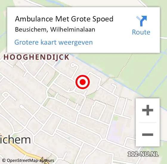 Locatie op kaart van de 112 melding: Ambulance Met Grote Spoed Naar Beusichem, Wilhelminalaan op 10 oktober 2018 07:33