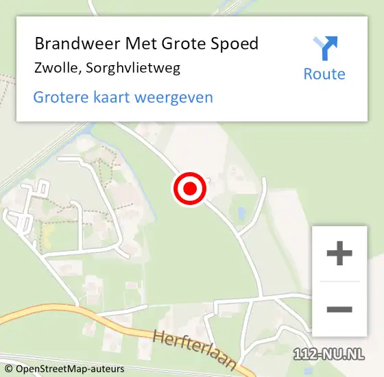 Locatie op kaart van de 112 melding: Brandweer Met Grote Spoed Naar Zwolle, Sorghvlietweg op 10 oktober 2018 07:36