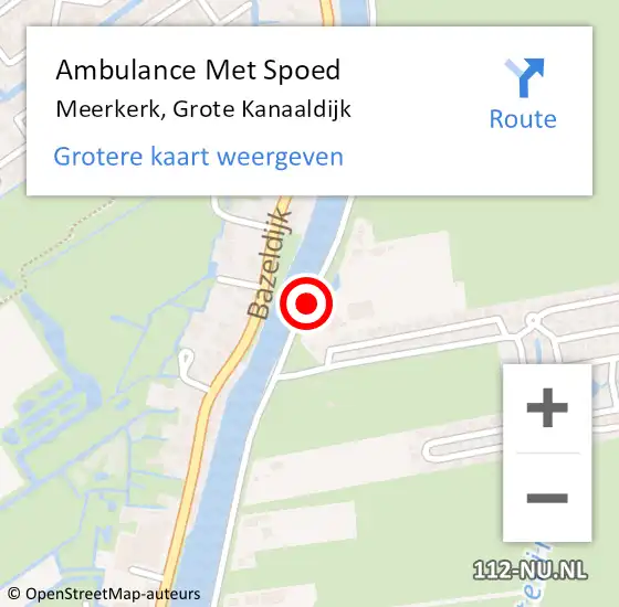 Locatie op kaart van de 112 melding: Ambulance Met Spoed Naar Meerkerk, Grote Kanaaldijk op 10 oktober 2018 07:55