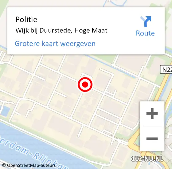 Locatie op kaart van de 112 melding: Politie Wijk bij Duurstede, Hoge Maat op 10 oktober 2018 08:52