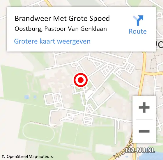 Locatie op kaart van de 112 melding: Brandweer Met Grote Spoed Naar Oostburg, Pastoor Van Genklaan op 10 oktober 2018 09:15