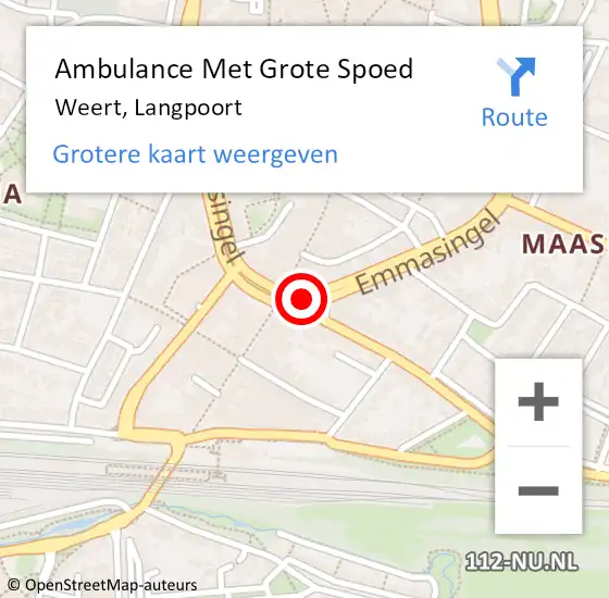 Locatie op kaart van de 112 melding: Ambulance Met Grote Spoed Naar Weert, Langpoort op 10 oktober 2018 10:00