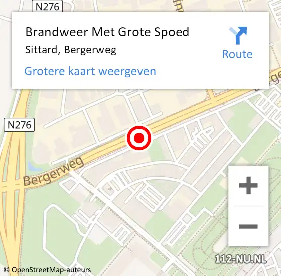Locatie op kaart van de 112 melding: Brandweer Met Grote Spoed Naar Sittard, Bergerweg op 10 oktober 2018 11:01