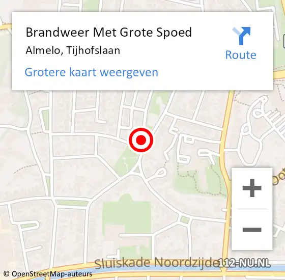 Locatie op kaart van de 112 melding: Brandweer Met Grote Spoed Naar Almelo, Tijhofslaan op 10 oktober 2018 11:28