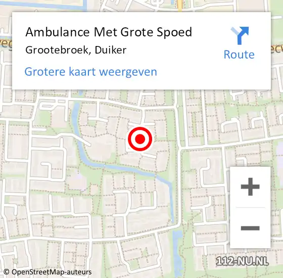 Locatie op kaart van de 112 melding: Ambulance Met Grote Spoed Naar Grootebroek, Duiker op 10 oktober 2018 11:55