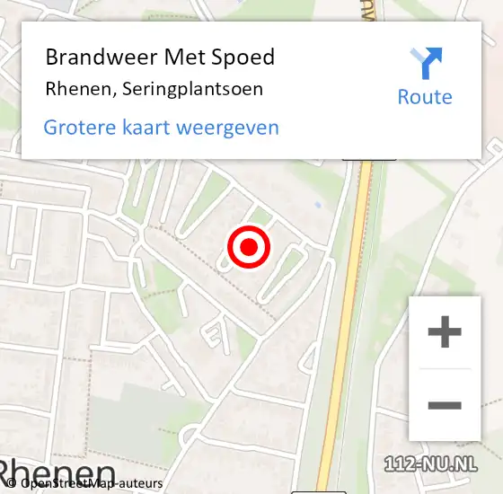 Locatie op kaart van de 112 melding: Brandweer Met Spoed Naar Rhenen, Seringplantsoen op 10 oktober 2018 12:29