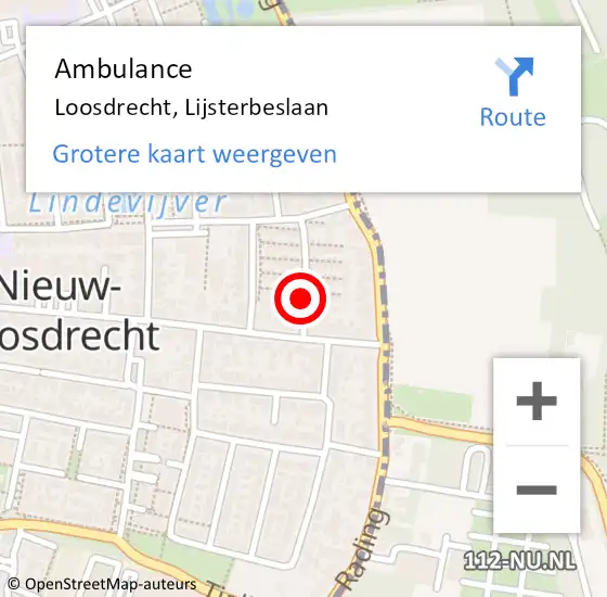 Locatie op kaart van de 112 melding: Ambulance Loosdrecht, Lijsterbeslaan op 11 maart 2014 12:52