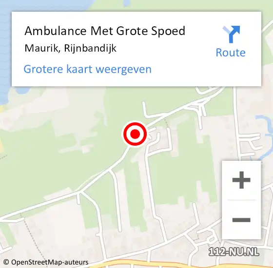 Locatie op kaart van de 112 melding: Ambulance Met Grote Spoed Naar Maurik, Rijnbandijk op 10 oktober 2018 12:41