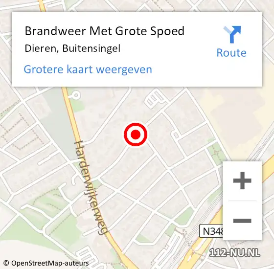 Locatie op kaart van de 112 melding: Brandweer Met Grote Spoed Naar Dieren, Buitensingel op 10 oktober 2018 12:46