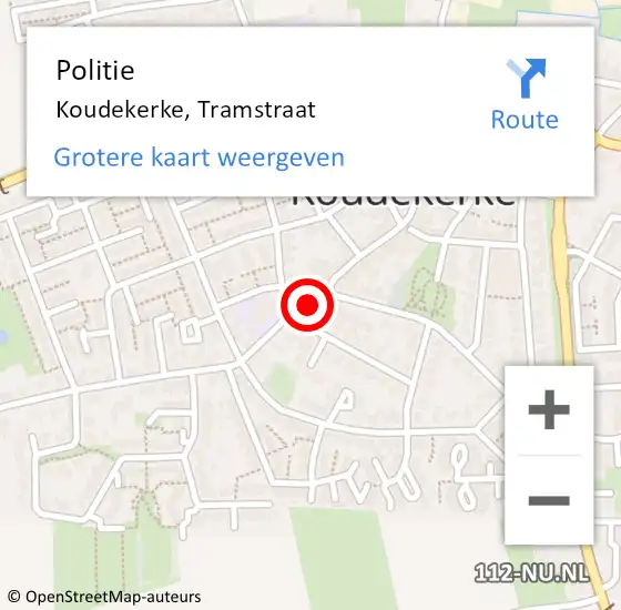 Locatie op kaart van de 112 melding: Politie Koudekerke, Tramstraat op 10 oktober 2018 12:47