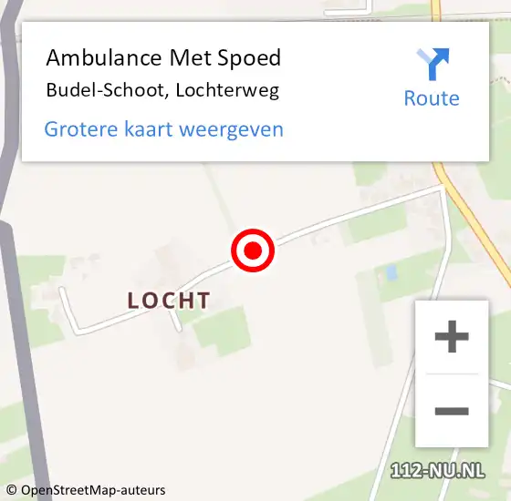 Locatie op kaart van de 112 melding: Ambulance Met Spoed Naar Budel-Schoot, Lochterweg op 10 oktober 2018 13:17