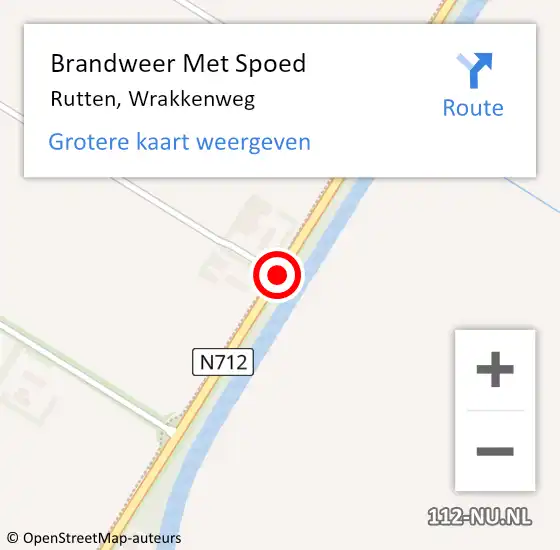 Locatie op kaart van de 112 melding: Brandweer Met Spoed Naar Rutten, Wrakkenweg op 10 oktober 2018 14:01